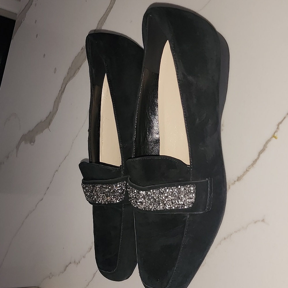 KARL LAGERFELD PARIS REAL LEATHER SUEDE NON SKID SOLE LOAFER FLATS EUC SIZE 8